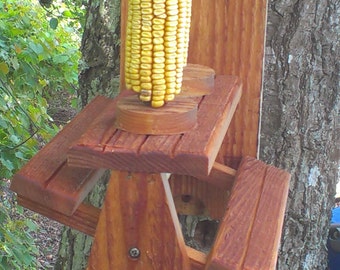 Squirrel Feeder Cedar Picnic Table with Dual Corn Holders