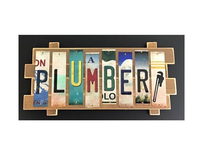 Plumber Cut License Plate Strip sign