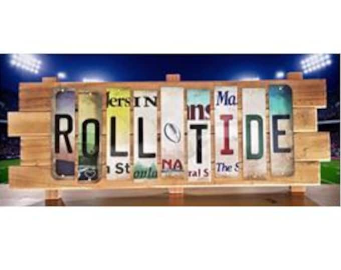 Roll Tide (Alabama) Cut License Plate Strip sign