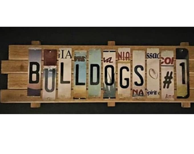 GA Bulldogs #1 Cut License Plate Strip Sign