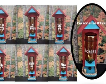 Wine Bottle Cedar Bird Feeder