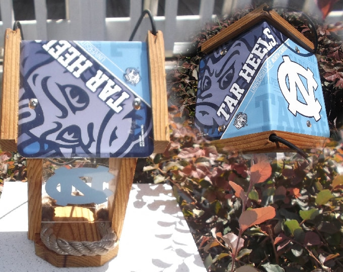 NC Tar Heels  Two-Sided Cedar Bird Feeder (SI Series)