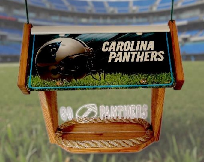Carolina Panthers Deluxe two-sided cedar bird feeder