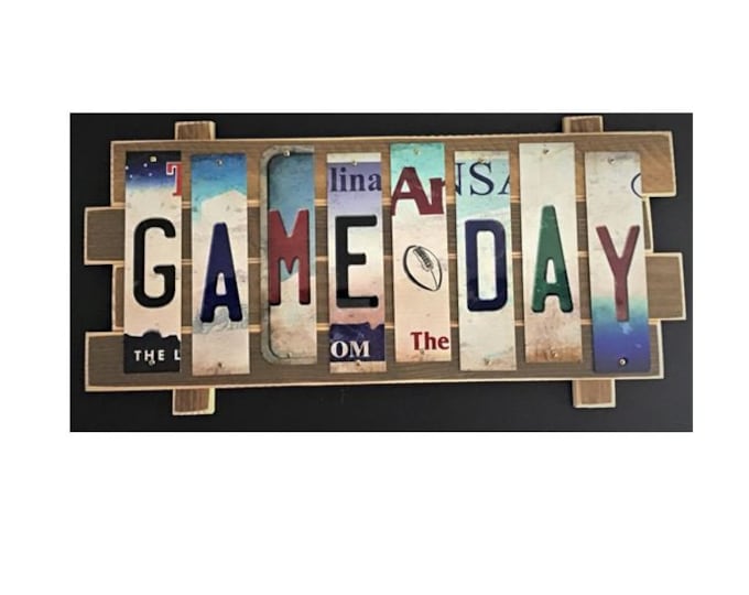 Game Day Cut License Plate Strip Sign