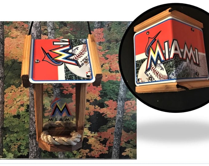 Miami Marlins Two-Sided Cedar Bird Feeder