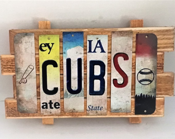 Chicago Cub Cut License Plate Strip Sign