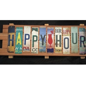 Happy Hour Cut License Plate Strip sign