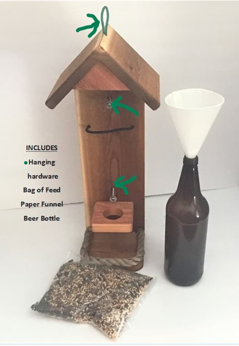 Beer Bottle Cedar Bird Feeder Etsy