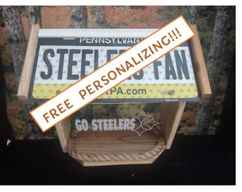 Pittsburgh Steelers Fan License Plate Deluxe Cedar Two-Sided Bird Feeder