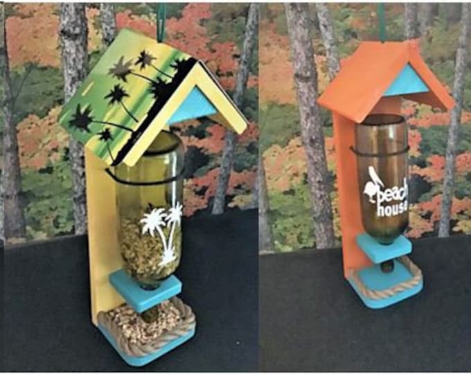 Wine Bottle Bird Feeder (Beach Theme)