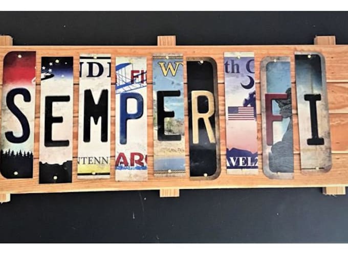 Semper Fi Cut License Plate Strip sign