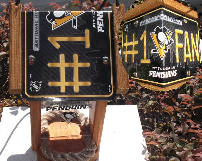 Pittsburgh Penguins #1 Fan Two-Sided Cedar Bird Feeder