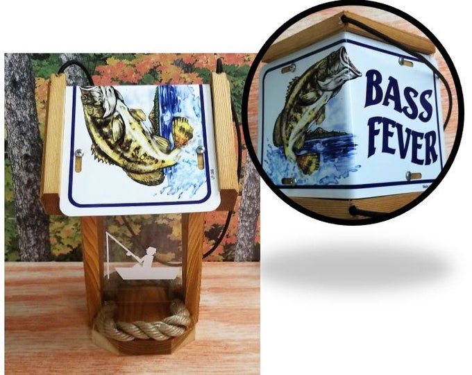 Bass Fishing two sided cedar bird feeder