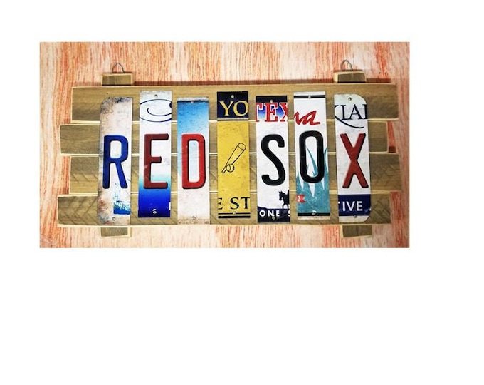 Boston Red Sox Cut License Plate Strip Sign