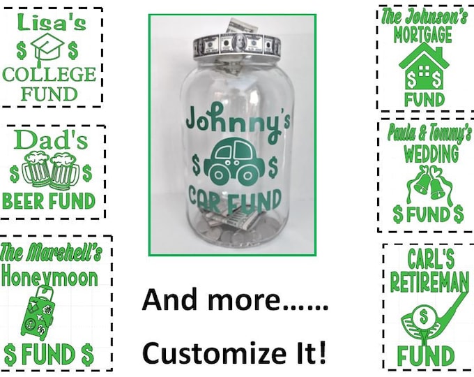 Personalized Money Fund Glass Bank Jars