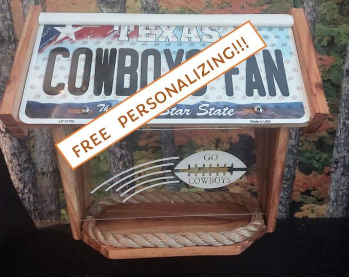 Dallas Cowboys Fan License Plate Deluxe Cedar Two-Sided Bird Feeder