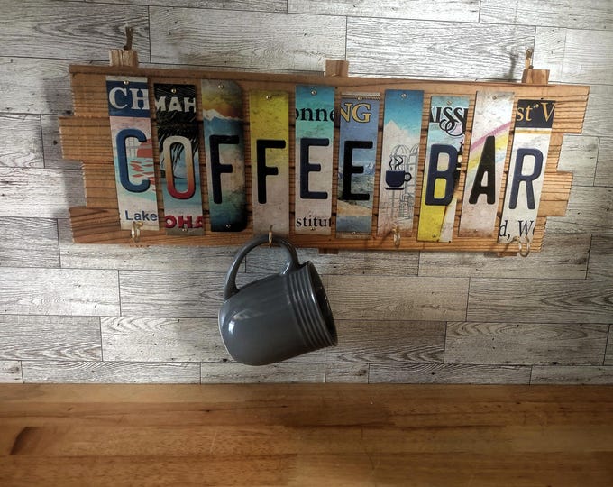 Coffee Bar Cut License Plate Strip sign
