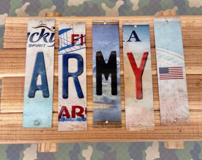 Army Cut License Plate Strip Sign