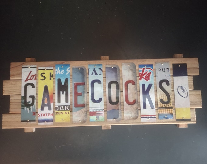 Gamecocks (South Carolina) Cut License Plate Strip sign