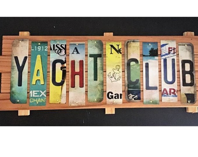 Yacht Club Cut License Plate Strip sign