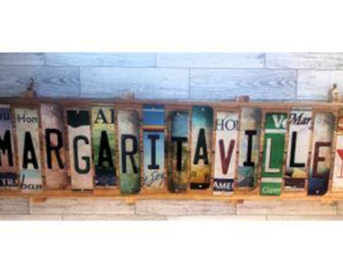 Margaritaville Cut License Plate Strip sign