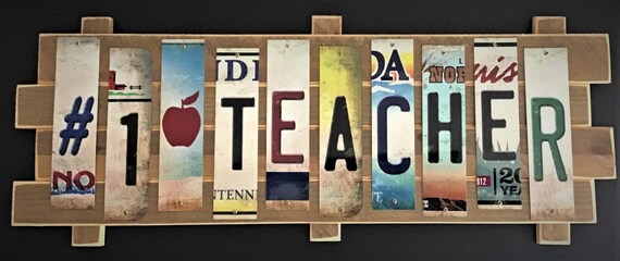 Teacher Cut License Plate Strip sign