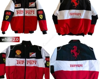 Retro Formel 1 Racing Jacke, Fliegende Jacke, Racing Jacke, Übergroße Jacke, Bestickte Jacke, Ferrari Racing Jacke, Geburtstagsgeschenk