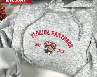 Vintage Florida Panthers Embroidered Sweatshirt, NHL Embroidered Sweater, Embroidered NHL Shirt