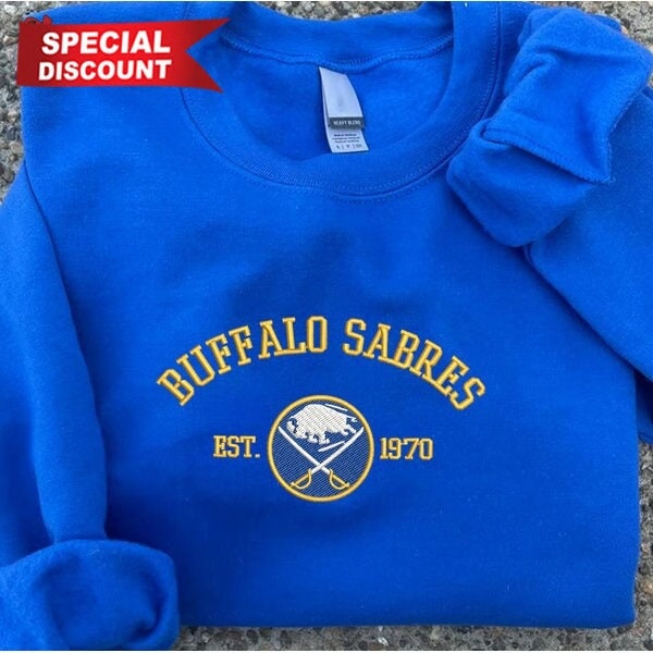 Vintage Buffalo Sabres geborduurd sweatshirt, NHL geborduurde trui, geborduurd NHL shirt