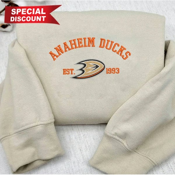 Vintage Anaheim Ducks Embroidered Sweatshirt, NHL Embroidered Sweater, Embroidered NHL Shirt