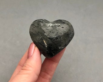 Black Mica Quartz Biotite Heart (1 1/2") Metaphysical Stone Crystal Magic Crystal Intention Work Higher Perspective Accessing the Akashic