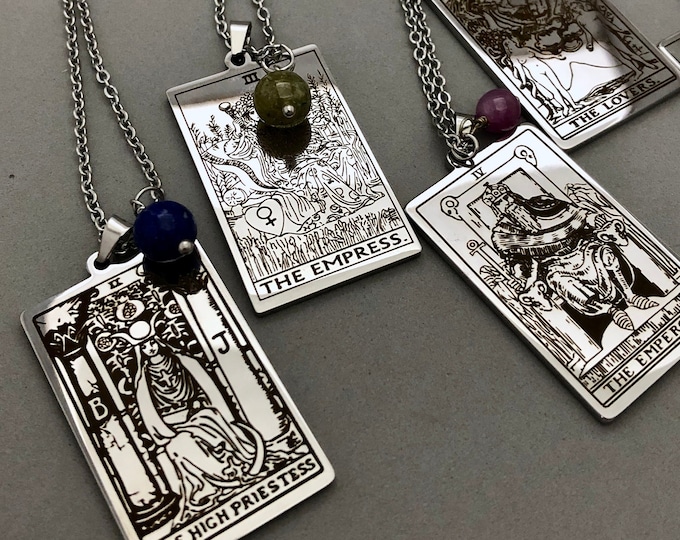 Stainless Steel Tarot Card Necklace, Major Arcana Jewelry