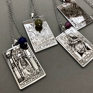 Stainless Steel Tarot Card Necklace Major Arcana Tarot Card Jewelry Necklace Tarot Card Spiritual Necklace Witchy Tarot Arcana Pendant