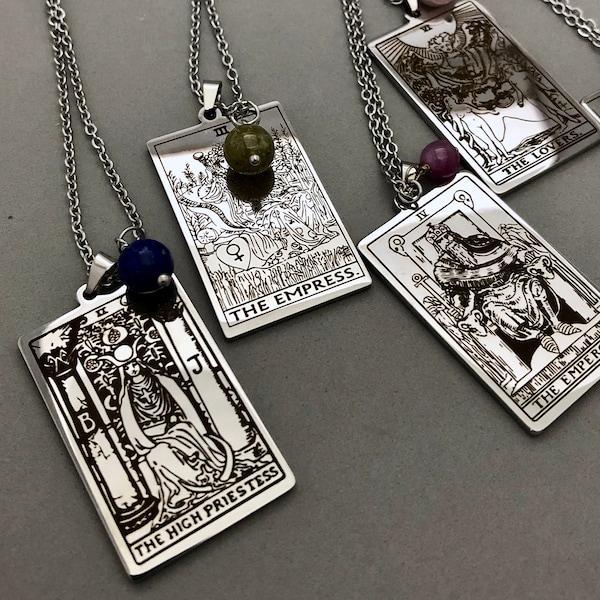 Stainless Steel Tarot Card Necklace Major Arcana Tarot Card Jewelry Necklace Tarot Card Spiritual Necklace Witchy Tarot Arcana Pendant