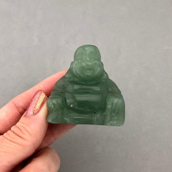 Green Aventurine Happy Buddha Laughing Buddha Hotei Maitreya Buddha Figurine Good Luck Wealth  Prosperity Abundance Good Fortune Buddha