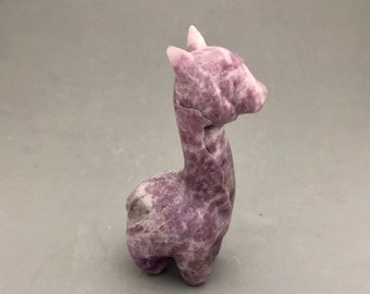 Purple Lepidolite Alpaca Carving (4 1/2" Tall) for Alpaca Lovers, Llama Lovers, Kawaii Animal Collectors, Animal Spirit Guide, Altar Decor