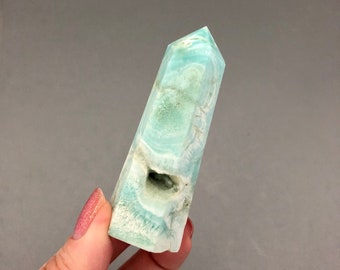 Blue Aragonite Crystal Point (3 1/4" Tall) Metaphysical Crystal Collection Meditation Stone Point Generator Crystal Witch Gift Idea for Her