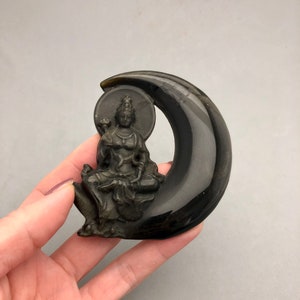Gold Sheen Obsidian Goddess Quan Yin Pendant Gold Sheen Obsidian Goddess Quan Yin Pendant