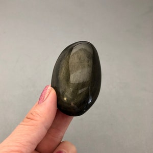 Gold Sheen Obsidian Golden Sheen Obsidian Crystal Palm Stone (2"+) for Protection, Grounding, Scrying, Root Chakra Stone, Metaphysical Stone