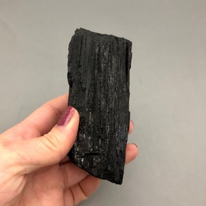 Black Tourmaline Specimen Rod (4 5/8&quot; Long) for Meditation, Grounding, Centering, Earth Star Chakra, Empath Protection, Metaphysical Mineral