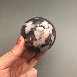 Flower Agate Crystal Stone Sphere (2.5&quot;)  Dark Flower Agate Stone Crystal Sphere Collectors Crystal Magic Grid Supply Metaphysical Stone