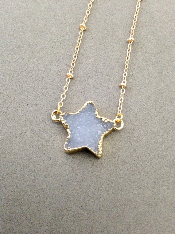 Gold druzy star pendant
