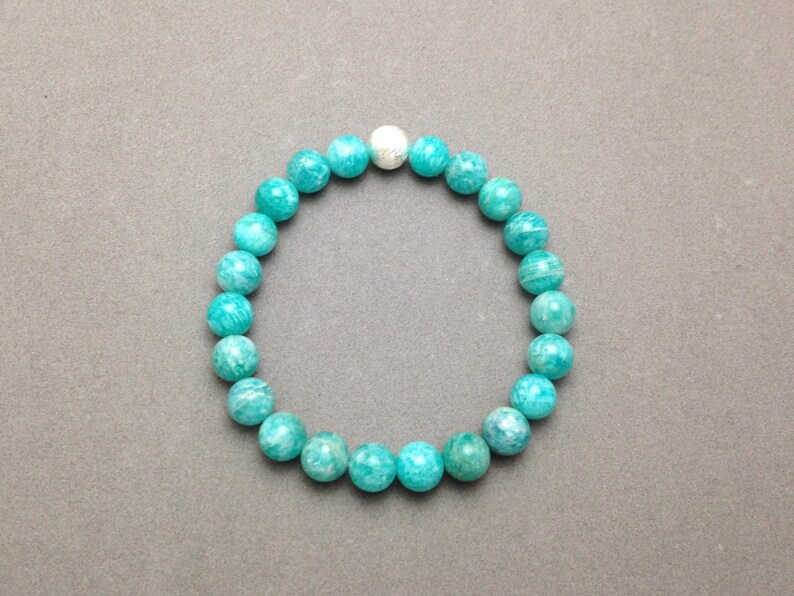 High Quality Amazonite Stretch Bead Bracelet with Karen Hill Silver Accent Bead