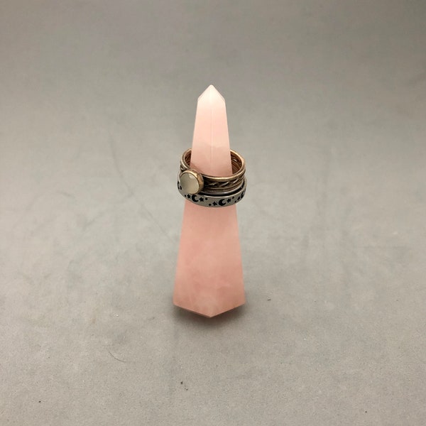 Rose Quartz Ring Holder (3 1/8" Tall) for Birthday Gift Idea, Anniversary Gift, Wedding Gift, Unique Gift Idea, Jewelry Display Ring Holder