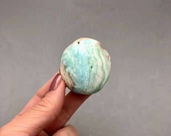Blue Aragonite Palm Stone Throat Chakra Communication Clairaudient Crystal Channeling Stone Spirit Guide Ascended Master Crystal Palm Stone