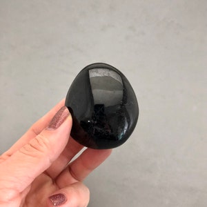 Black Tourmaline Crystal Stone Palm Stone (2&quot;) for Grounding, Centering, Earth Star Chakra, Empath Protection, Meditation, Metaphysical Work