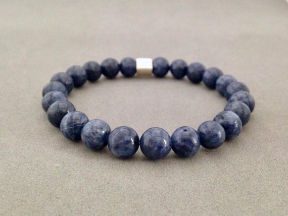 High Quality Amazonite Stretch Bead Bracelet with Karen Hill Silver Accent Bead