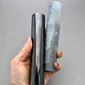 Shungite & Soapstone Harmonizer Cylinder Pair for Harmonization, Balance, Overall Well Being, Grounding, Bio Field Harmony, Energy Healing