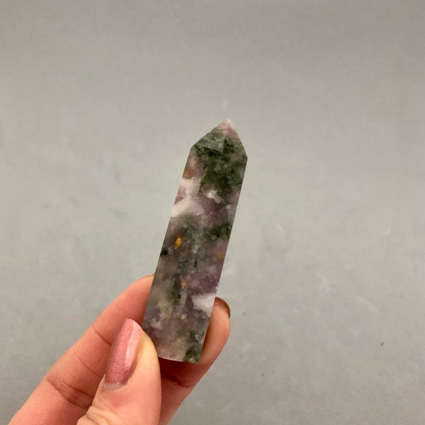Mixed Pink & Green Tourmaline in Quartz Point for Crystal Magic, Heart Chakra, Metaphysical Crystals, Crystal Grid, Crystal Collector Piece