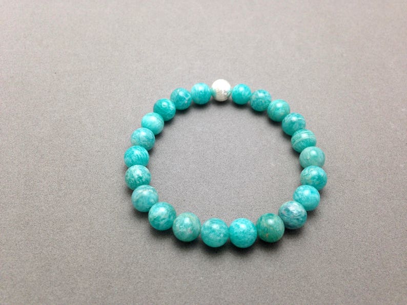 High Quality Amazonite Stretch Bead Bracelet with Karen Hill Silver Accent Bead